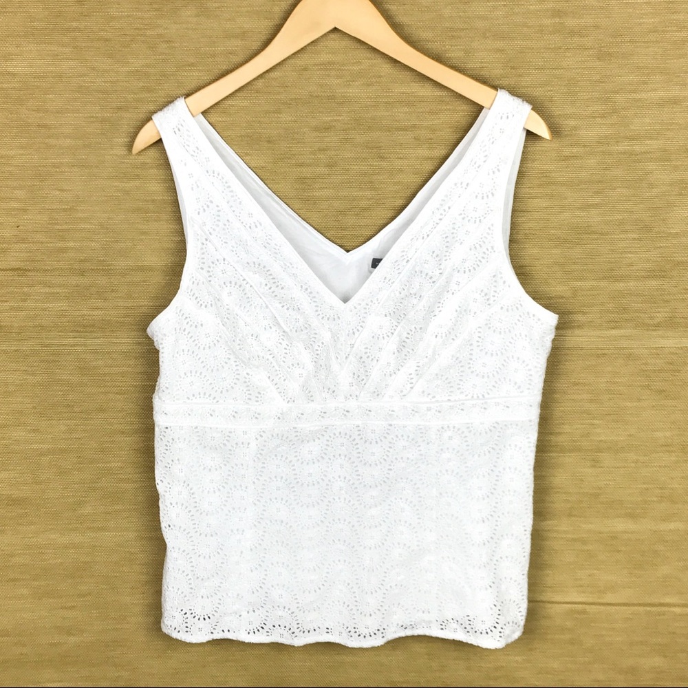 Ann Taylor Tank Top Sleeveless Eyelets Peplum 14